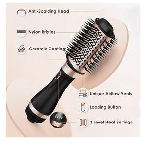 4 In 1 Hot Air Brush Volumizer Hair Dryer 1200W Ionic Blowout Curling Styler